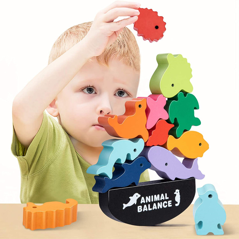 Board Game For 6 Years Old - Nieuwe kinderen Montessori houten dierenbalansblokken bordspellen