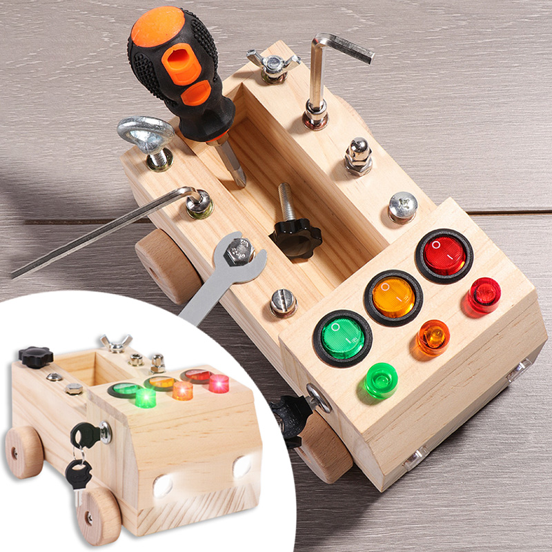 Board Game For 6 Years Old - Houten Montessori Drukbord Zintuiglijk Speelgoed Schakelaar